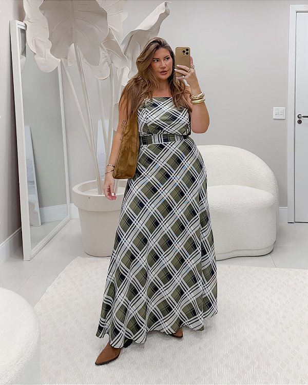 Conjunto Top Cropped com Saia Longa Verde Militar Quality Moda Plus Size dvs Outono Preview