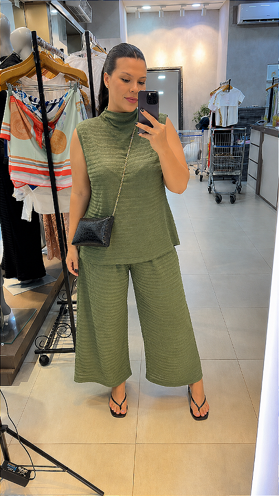 Conjunto Malha Tricot Verde Quality Moda Plus Size dub Inverno loja