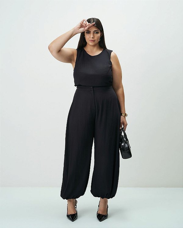 Conjunto Blusa e Calça Aladin Preto Quality Moda Plus Size Outono qbl Preview