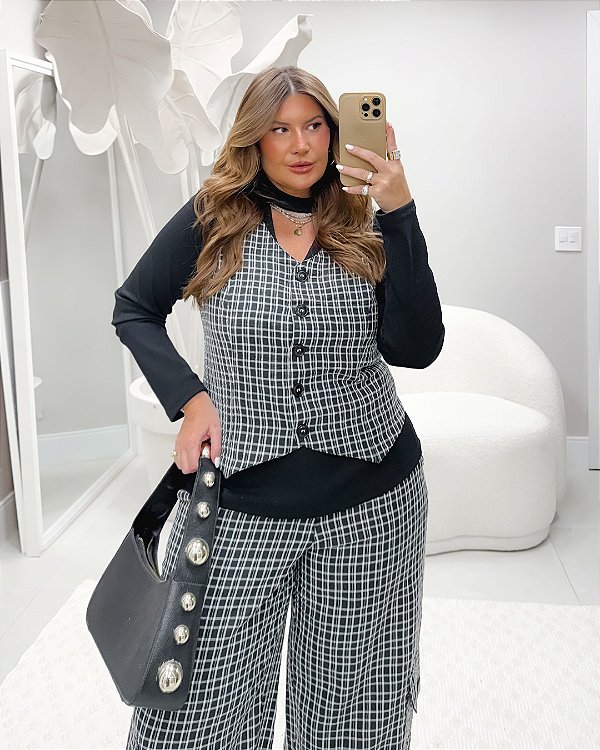 Colete Xadrez Marsalla Quality Moda Plus Size dub outono Preview