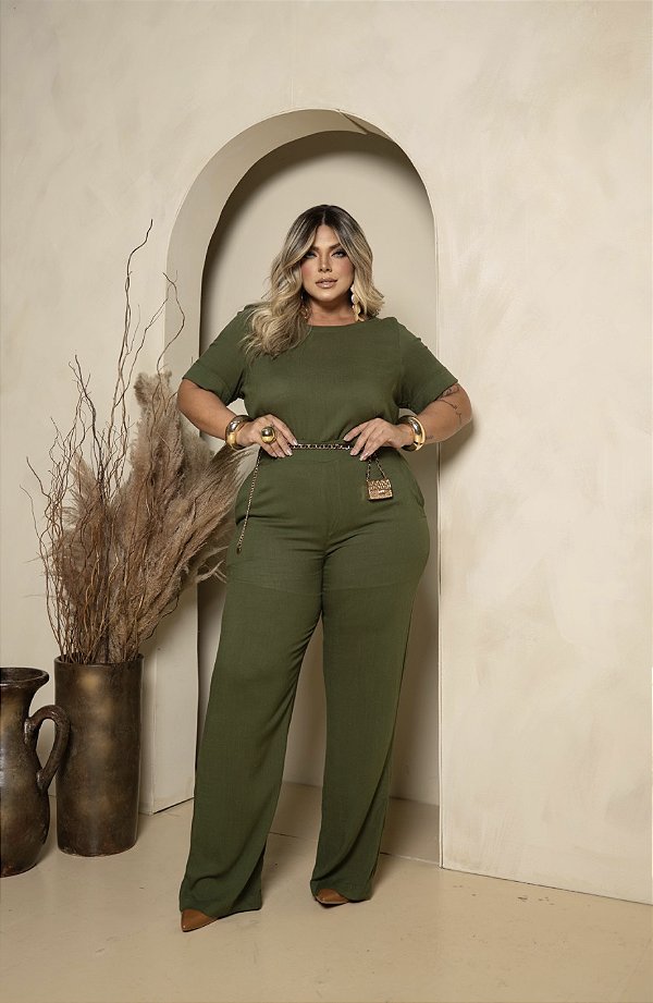 Conjunto Comfy Blusa e Calça Verde Quality Moda Plus Size mlj outono Preview