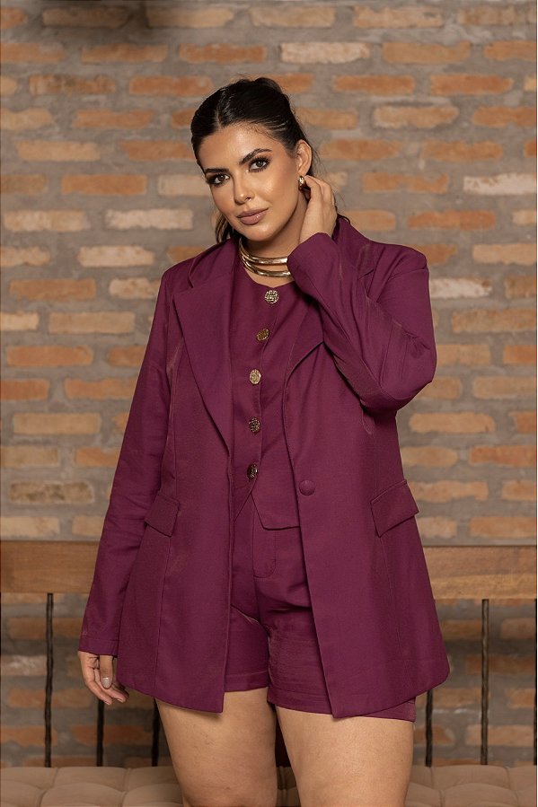 Blazer Clássico Purple Quality Moda Plus Size dvs Outono Preview Cold