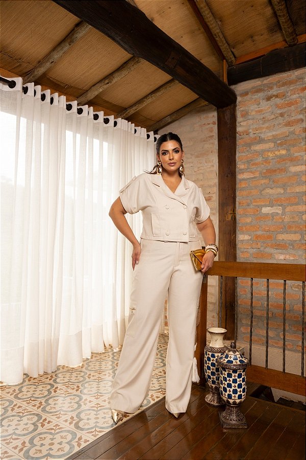 Conjunto Blusa com Calça Cargo Natural Quality Moda Plus Size dvs Outono Preview Cold