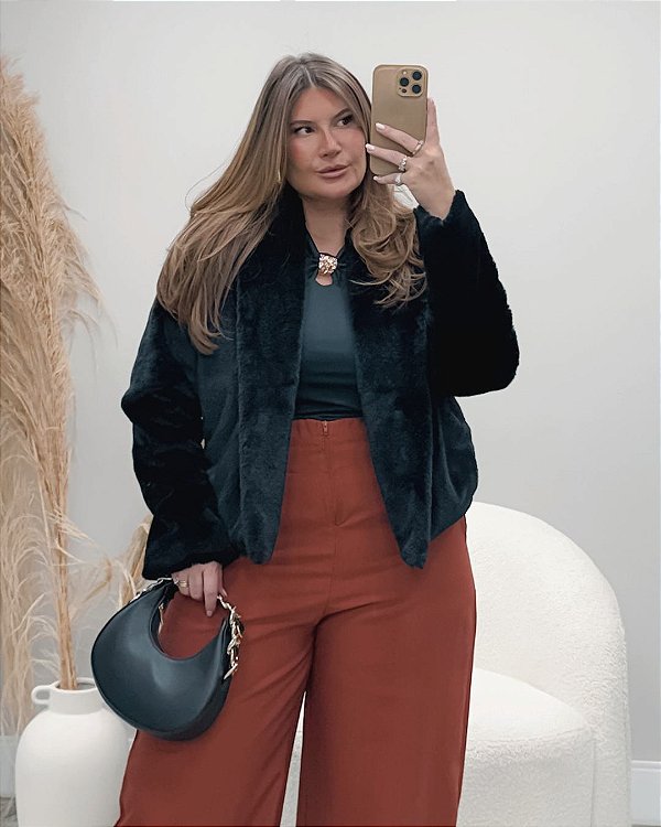 Casaco de Pelo Preto Quality Moda Plus Size rml Outono Preview aura