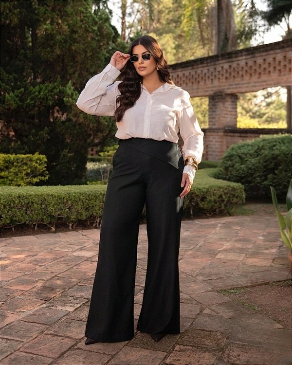 Calça com Pala na Cintura Preta Quality Moda Plus Size dvs Outono Preview Equi dvs