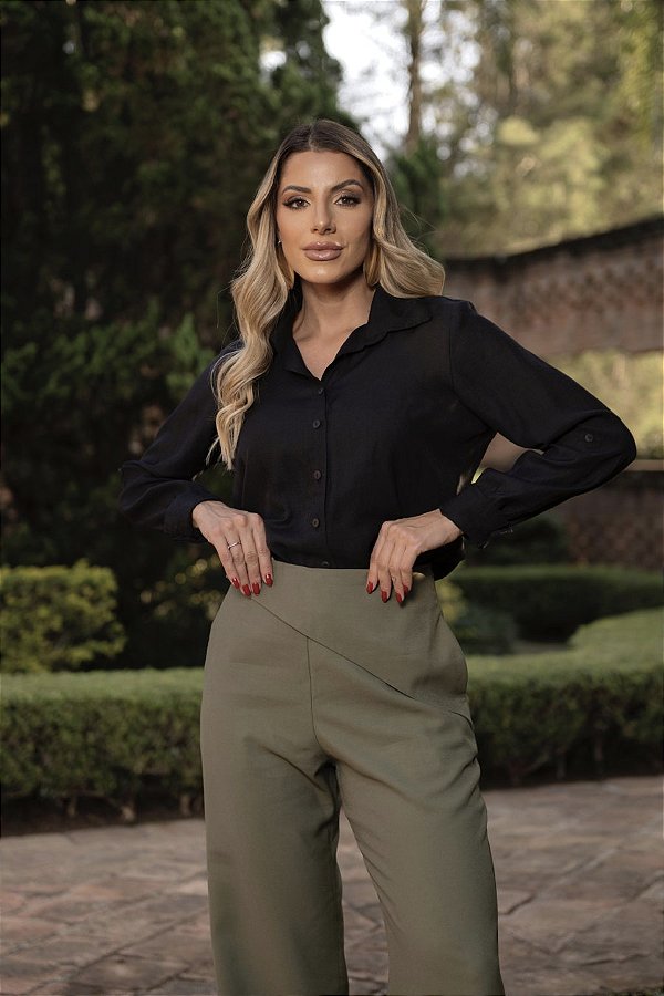 Camisa com Martingales Preto Quality Moda Plus Size dvs Outono Preview Equi dvs