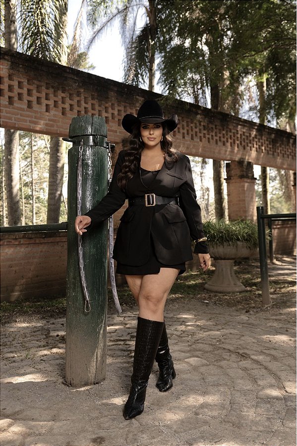 Saia Shorts com Transpasse Preto Quality Moda Plus Size dvs Outono Preview Equi dvs