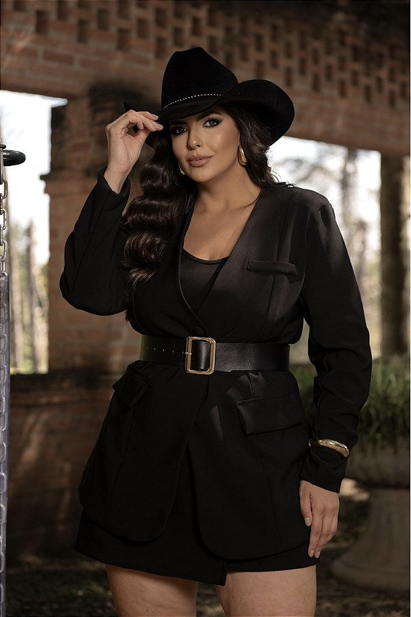 Blazer sem Gola Preto Quality Moda Plus Size dvs Outono Preview Equi dvs