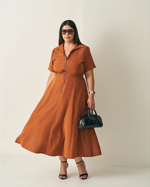 Vestido Midi Utilitário Terra Quality Moda Plus Size Outono qbl Outono Preview