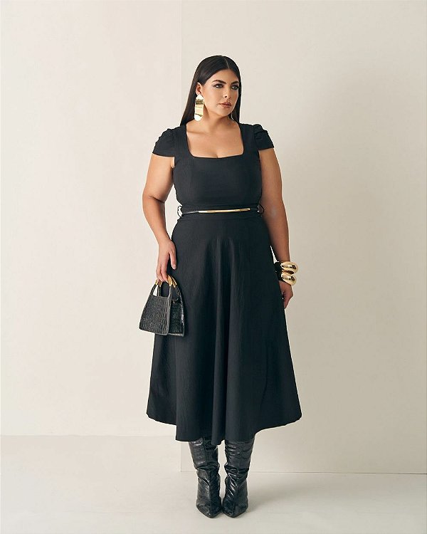 Vestido Midi Workwear Preto Quality Moda Plus Size Outono qbl Outono Preview
