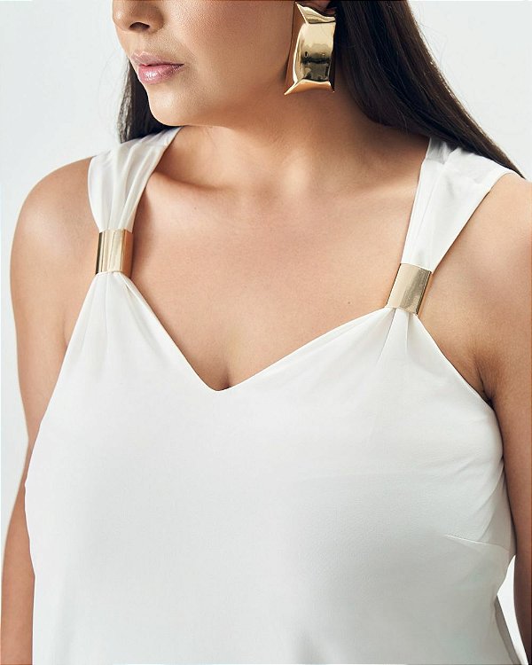 Blusa Decote c/ Detalhe Off White Quality Moda Plus Size Outono qbl Outono Preview