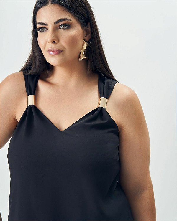 Blusa Decote c/ Detalhe Preto Quality Moda Plus Size Outono qbl Outono Preview