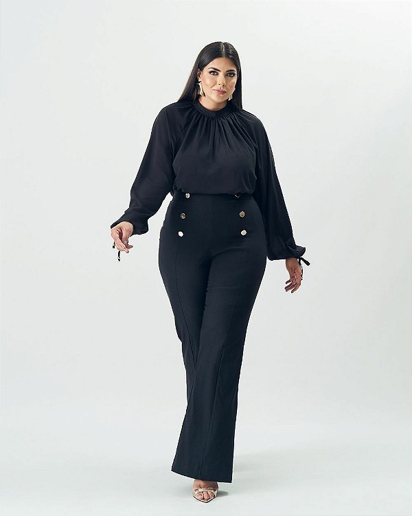 Calça Levemente Flare Preta Quality Moda Plus Size Outono qbl Outono Preview