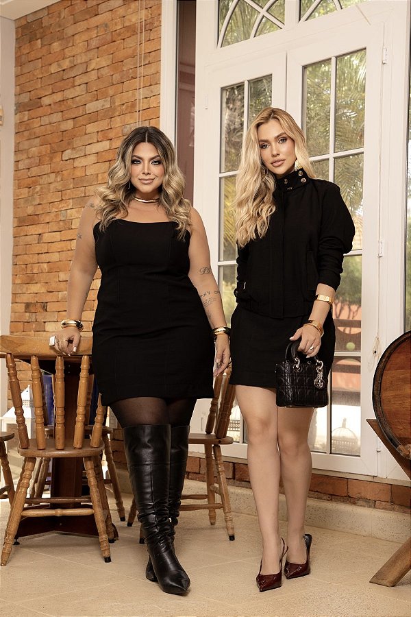Conjunto Vestido e Jaqueta Preto Quality Moda Plus Size rml Outono Preview