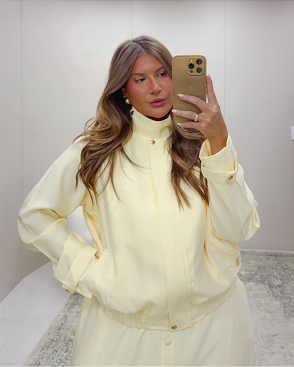 Jaqueta Amarela Plus Size com Botões Quality Moda Plus Size rml