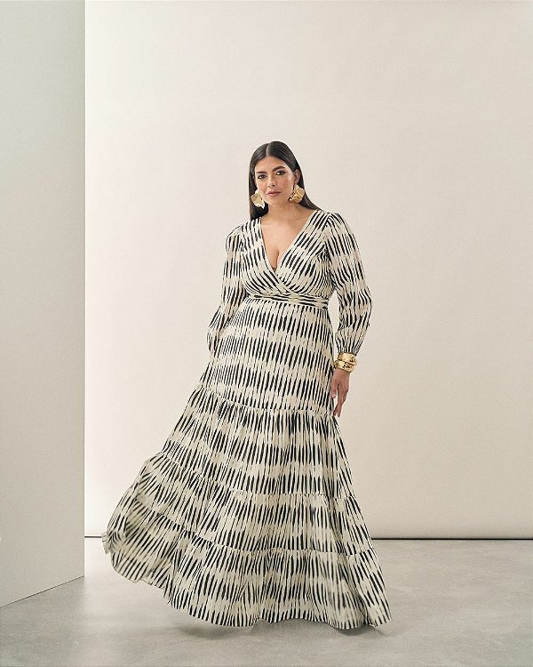 Vestido Longo Listrado Quality Moda Plus Size Brit Preview qbl