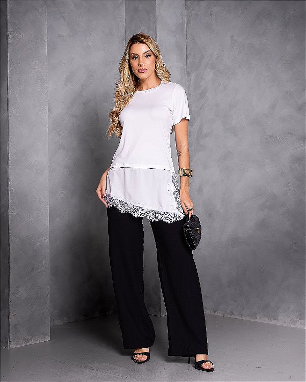 Tshirt Renda cancan Off White Quality Moda Plus Size Preview Dub