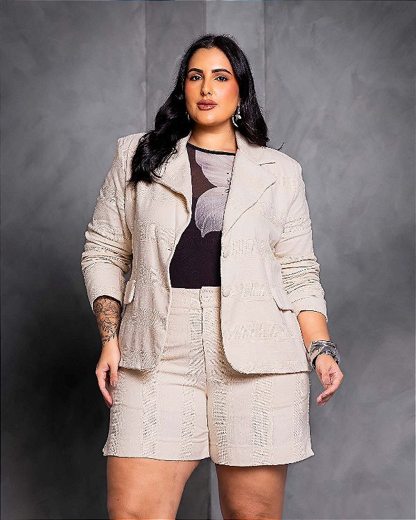 Blazer Paradis Plus Size em Algodão Quality Moda Plus Size Preview Dub