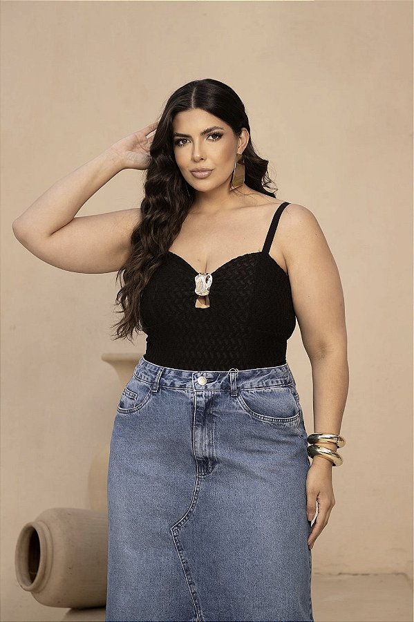 Body Fivela Preto Quality Moda Plus Size dvs