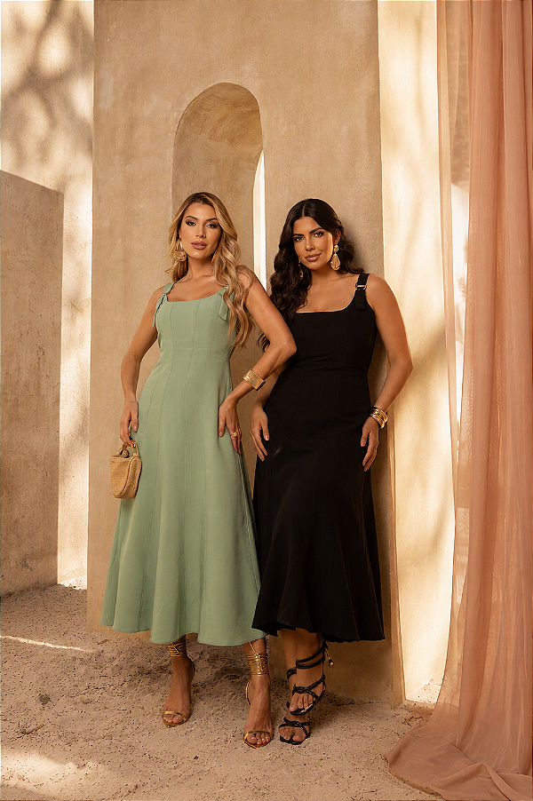 Vestido Midi Recortes Quality Moda Plus Size dvs