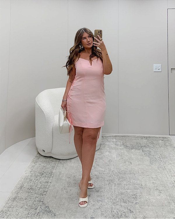 Vestido Ilhoes Lateral Rosa Quality Moda Plus Size rml