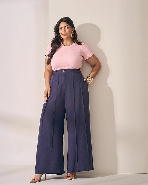 Calça Wide Nervuras Quality Moda Plus Size Preview qbl