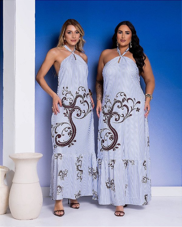 Vestido Longo Salinas Fluido Quality Moda Plus Size Dub Preview
