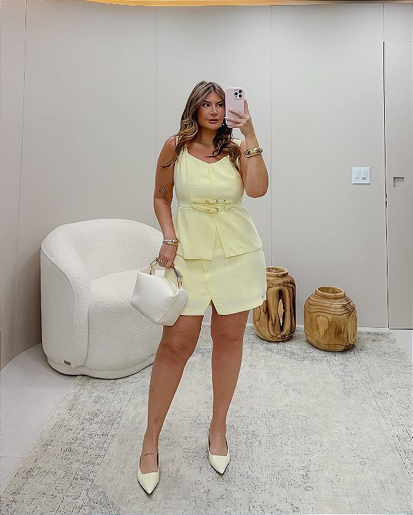 Conjunto Blusa com Detalhes e Saia Short Quality Moda Plus Size Preview rml