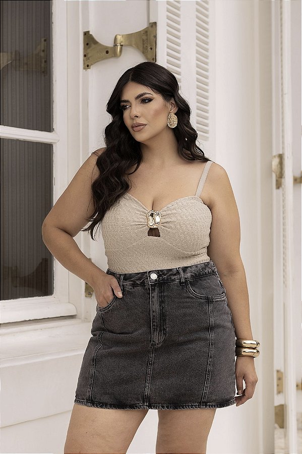 Body com Detalhe Metal Quality Moda Plus Size dvs
