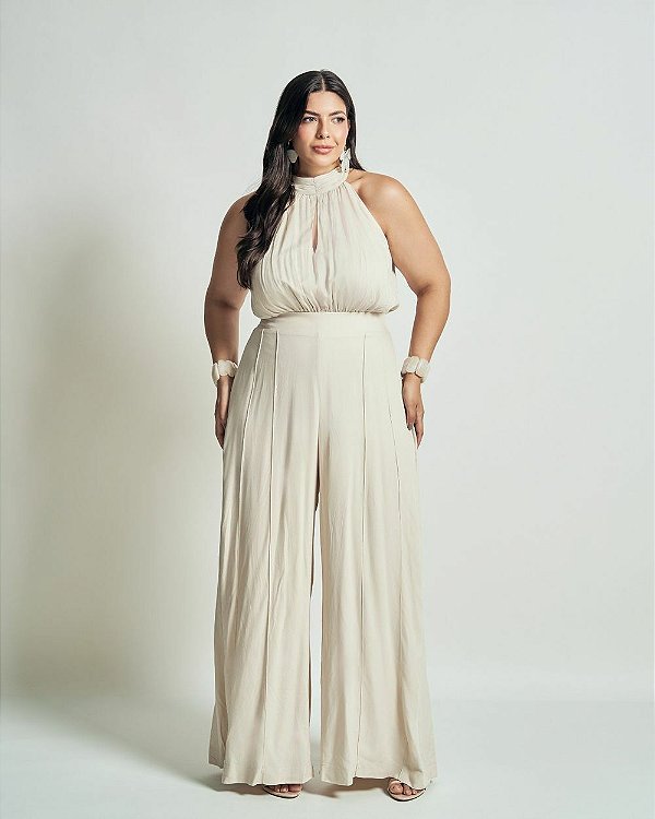 Macacão Pantalona Gola Alta com Amarração Quality Moda Plus Size Preview qbl