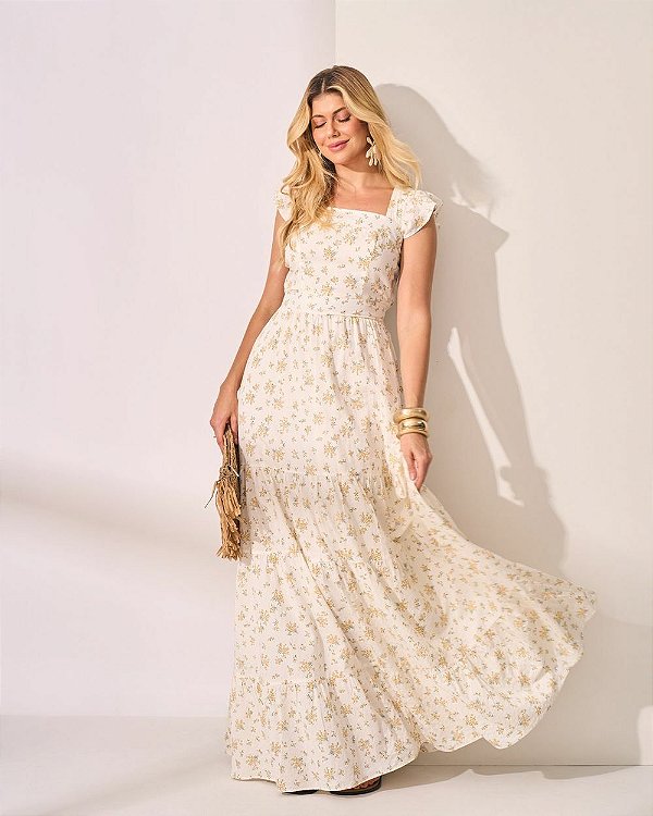 Vestido Longo Romântico Estampa Liberty Cotton Quality Moda Plus Size Preview qbl