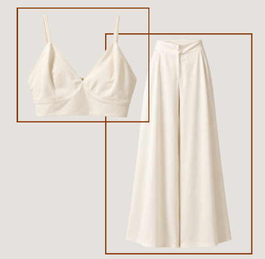 Conjunto Cropped e Calça Pantalona Off White Quality Moda Plus Size Dub Preview