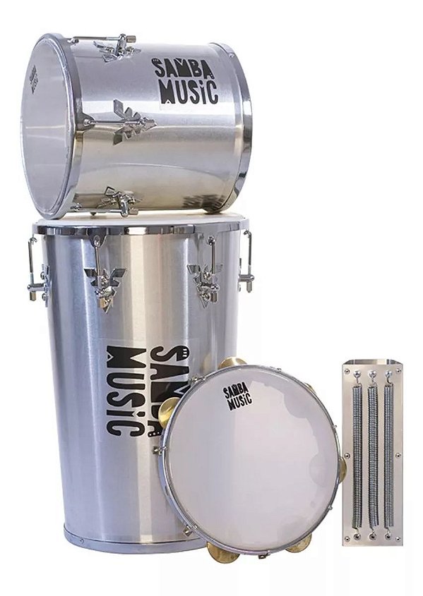 Kit Samba Music Rebolo, Repique de Mão, Reco-reco e Pandeiro KSM-01 AL Alumínio