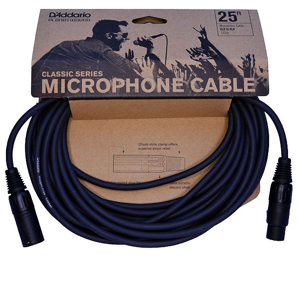Cabo Para Microfone 7,62m D’Addario Classic Series PW-CMIC-25