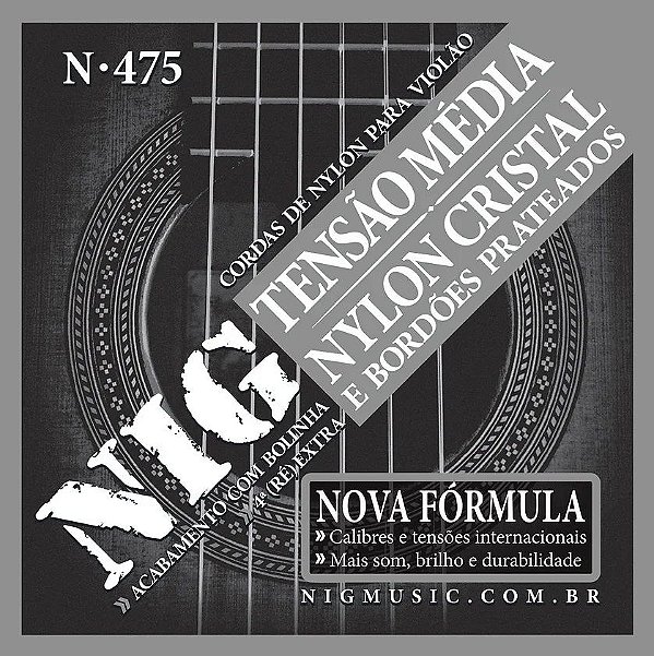 Encordoamento para violão nylon cristal média tensão NIG N475