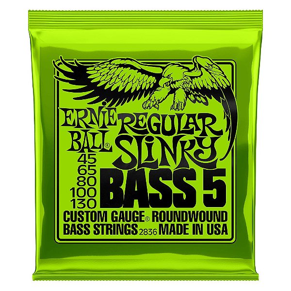 Encordoamento Ernie Ball para Contrabaixo 5 cordas Regular Slinky Níquel 045 P02836