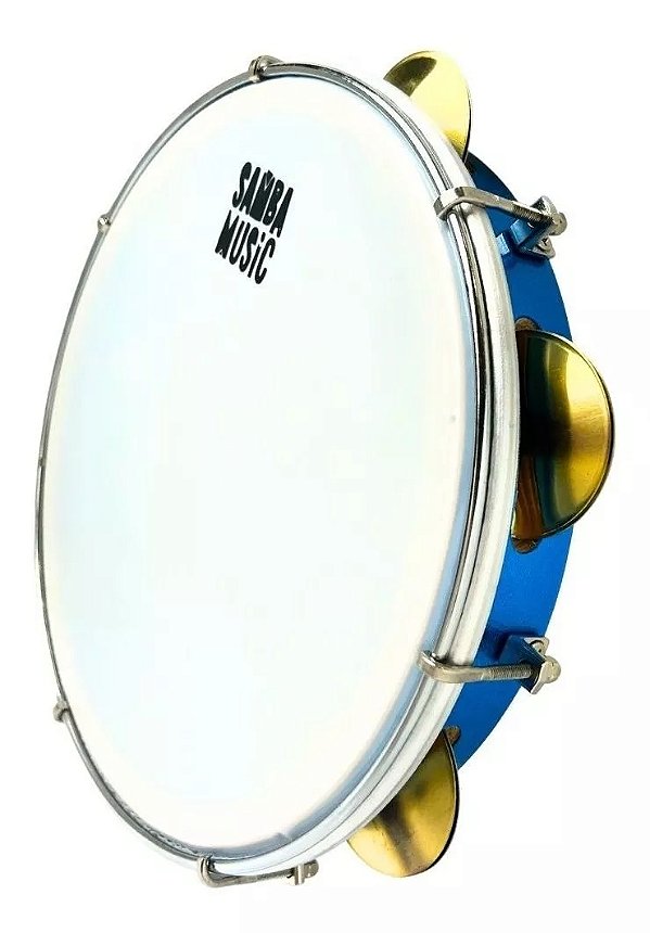 Pandeiro Samba Music Pele Leitosa 10 Azul Celeste