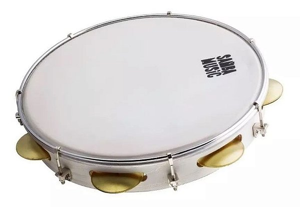 Pandeiro Samba Music Pele Leitosa 10 Branco Wood