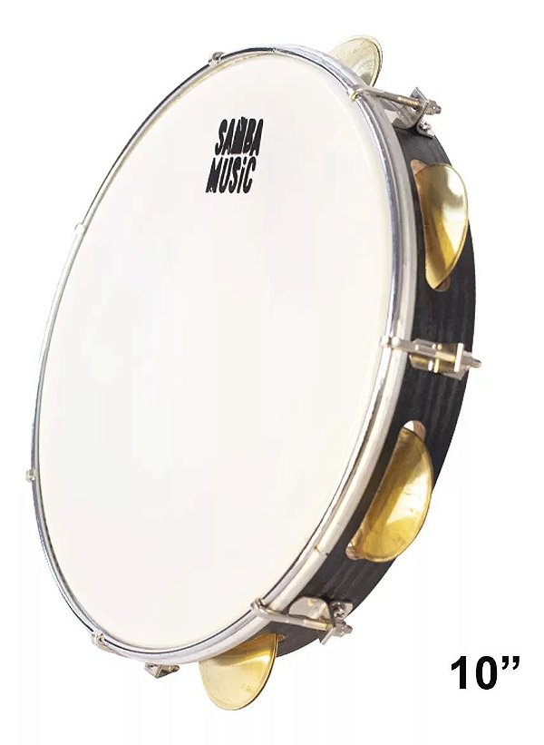 Pandeiro Samba Music Pele Leitosa 10 Preto Wood