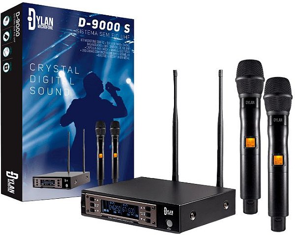 Microfone Dylan Sem Fio Duplo D-9000S