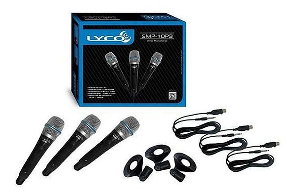 Kit 3 Microfone Lyco Com Fio SMP10P3