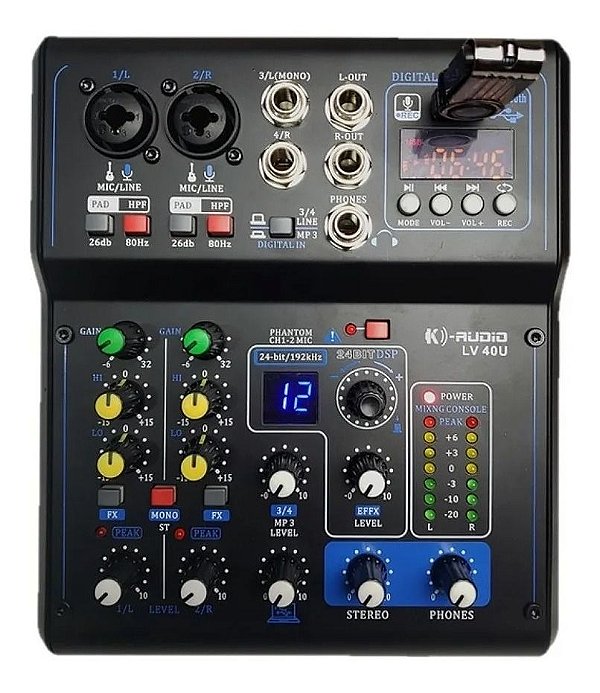 Mesa De Som K-Audio 4 Canais  LV-40U