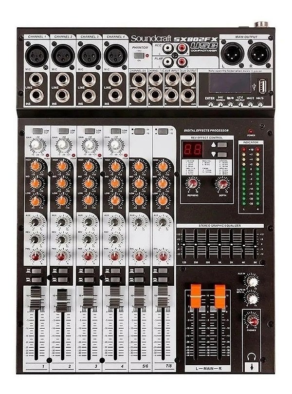 Mesa de Som Soundcraft 12 Canais USB SX1202FX