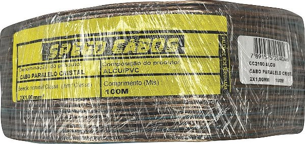 Cabo Paralelo Cristal Speed Cabos 2x1,00mm Flexível  100mts