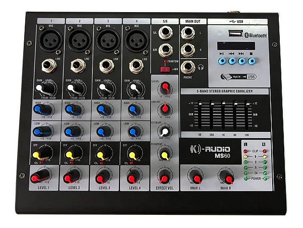 Mesa De Som Power Kadosh 6 Canais Bluetooth Phantom  Ms60