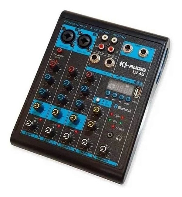 Mesa de Som Bluetooth K-Audio LV-4U - 4 Canais