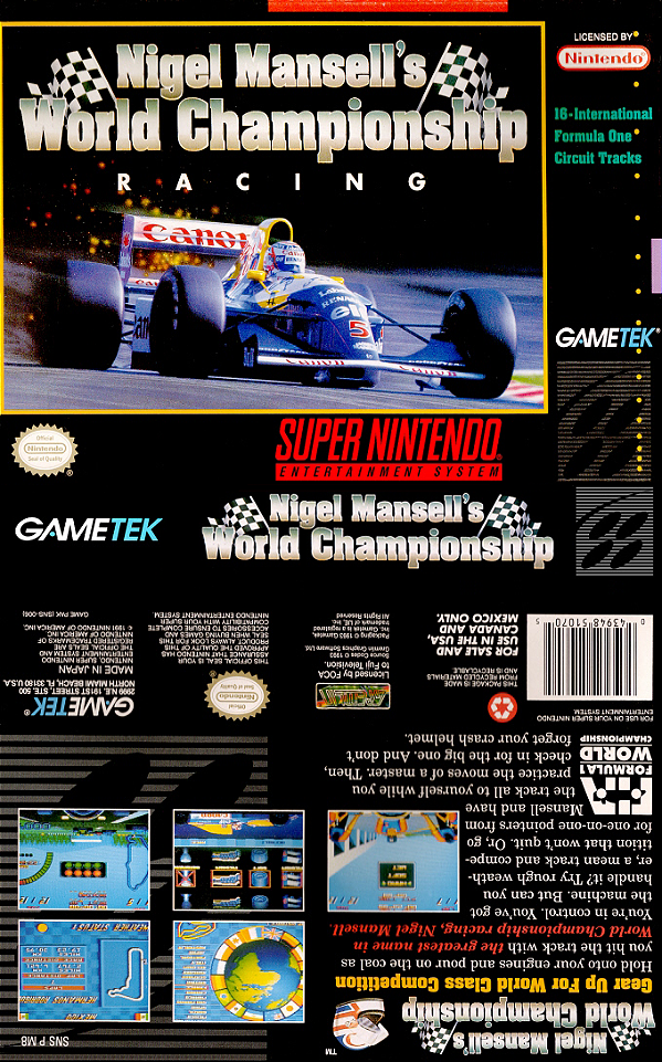 Jogo Nigel Mansell's World Championship Racing - Super Nintendo