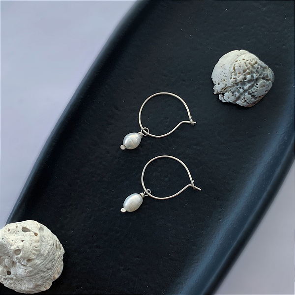 Argola de Prata Pérola de Água Doce