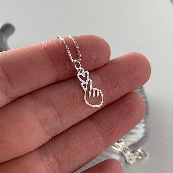 Colar Amor Coreano - Pingente de Coração em Prata