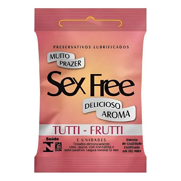 12 Preservativo Tutti-Frutti Sex Free Ultrafina Lubrificado